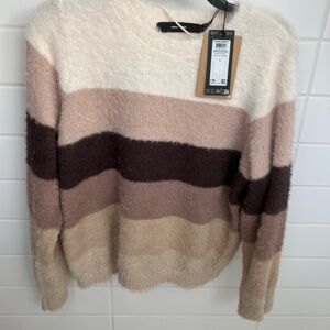 Vero Moda Women's Cozy Striped Sweater - Cream, Brown, Tan